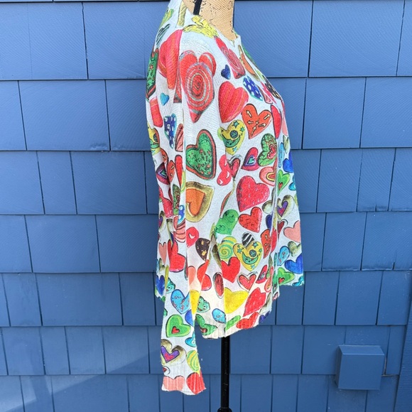 Colorful Heart Print Lightweight Sweater NWOT medium - Picture 5 of 8